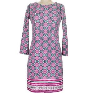 Cabana Life Shift Dress M Pink Blue Geometric Medallion UPF 50+ Resort Preppy